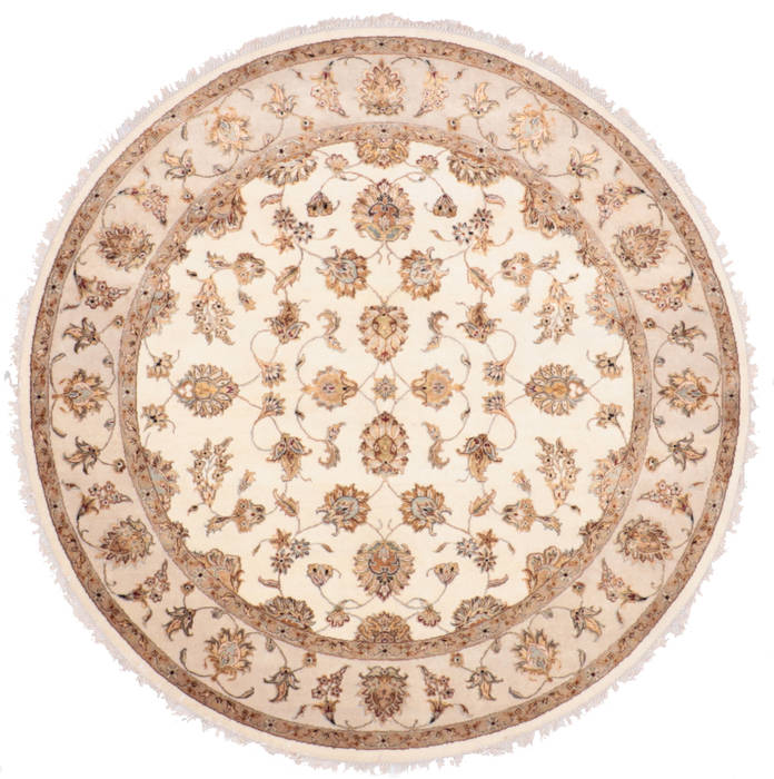 Jaipur White Round Hand Knotted 70 X 70 Area Rug 905-135653 Image 0