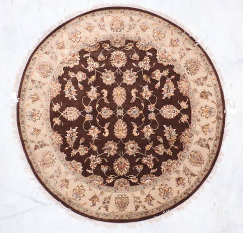 Jaipur Brown Round Hand Knotted 611 X 71 Area Rug 905-135658 Image 1