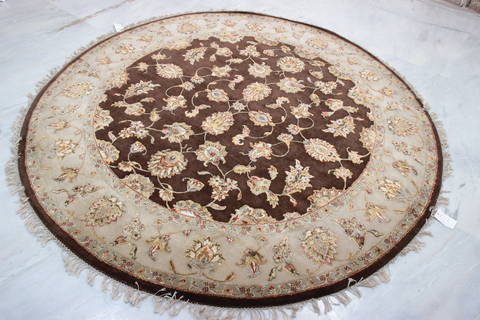 Jaipur Brown Round Hand Knotted 611 X 71 Area Rug 905-135658 Image 2