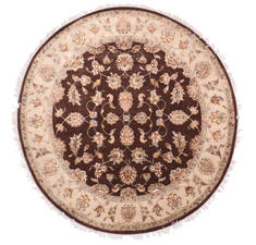 Jaipur Brown Round Hand Knotted 6'11" X 7'1"  Area Rug 905-135658