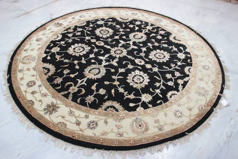 Jaipur Black Round Hand Knotted 72 X 74 Area Rug 905-135659 Image 2