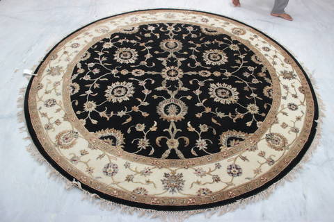 Jaipur Black Round Hand Knotted 72 X 74 Area Rug 905-135659 Image 3