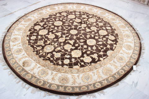 Jaipur Brown Round Hand Knotted 71 X 74 Area Rug 905-135660 Image 2