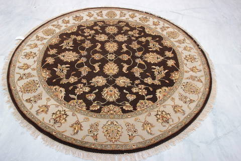 Jaipur Brown Round Hand Knotted 61 X 62 Area Rug 905-135717 Image 2