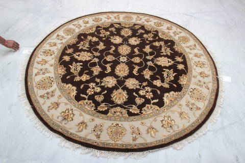 Jaipur Brown Round Hand Knotted 61 X 63 Area Rug 905-135718 Image 2