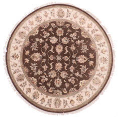 Jaipur Brown Round Hand Knotted 6'1" X 6'1"  Area Rug 905-135722