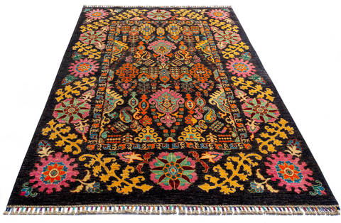 Chobi Black Hand Knotted 56 X 79 Area Rug 700-135765 Image 1