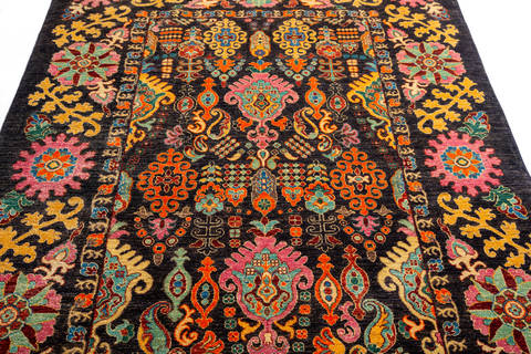 Chobi Black Hand Knotted 56 X 79 Area Rug 700-135765 Image 2