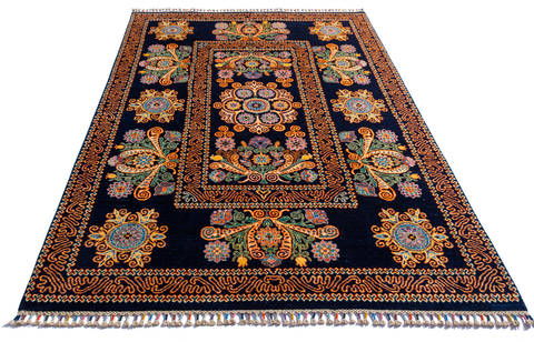 Chobi Black Hand Knotted 56 X 710 Area Rug 700-135768 Image 1