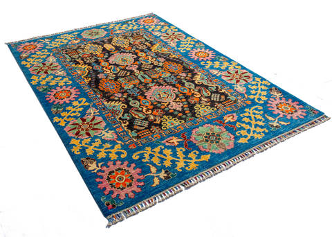 Chobi Black Hand Knotted 57 X 76 Area Rug 700-135774 Image 2
