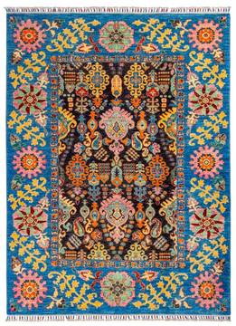 Afghan Chobi Black Rectangle 6x9 ft Wool Carpet 135774