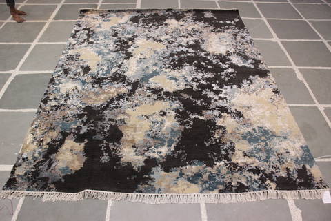 Jaipur Black Hand Knotted 81 X 101  Area Rug 905-135777 Image 1