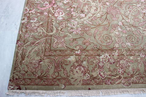 Jaipur Green Hand Knotted 80 X 103 Area Rug 905-135813 Image 1