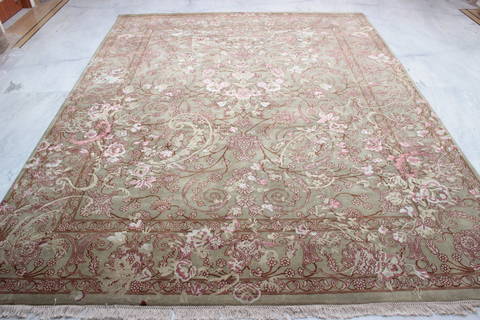 Jaipur Green Hand Knotted 80 X 103 Area Rug 905-135813 Image 2