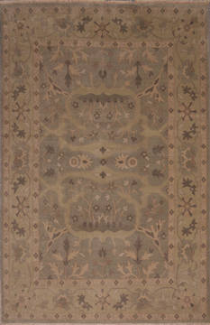 Indian Oushak Green Rectangle 9x12 ft Wool Carpet 135844