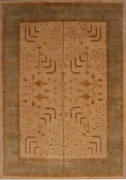 Oushak White Hand Knotted 8'10" X 12'3"  Area Rug 301-135847