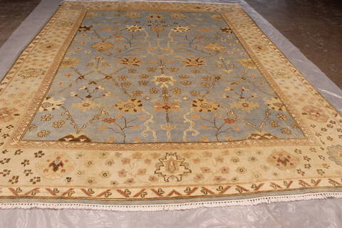 Oushak Blue Hand Knotted 810 X 117 Area Rug 301-135851 Image 2