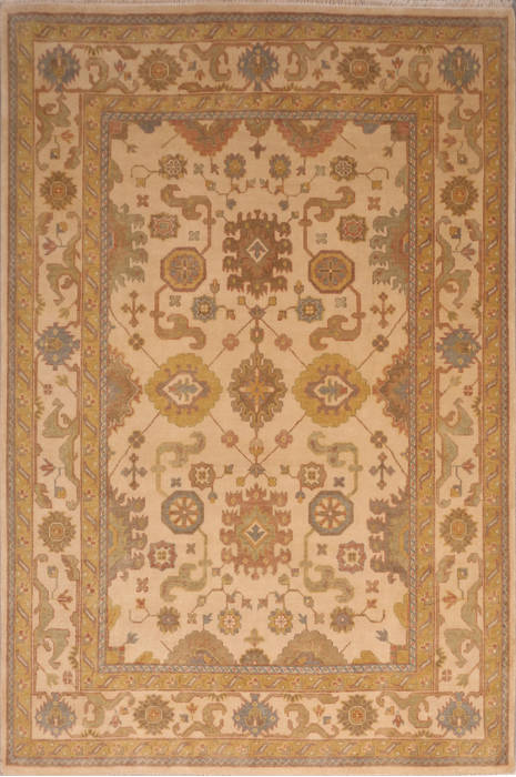 Oushak White Hand Knotted 91 X 119 Area Rug 301-135862 Image 0