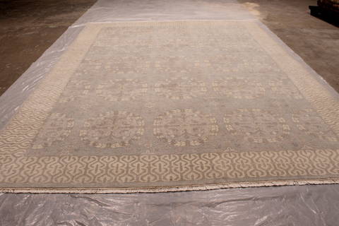 Oushak Grey Hand Knotted 92 X 119 Area Rug 301-135863 Image 1