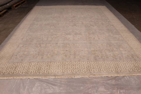 Oushak Grey Hand Knotted 92 X 119 Area Rug 301-135863 Image 3