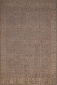 Indian Oushak Grey Rectangle 9x12 ft Wool Carpet 135863