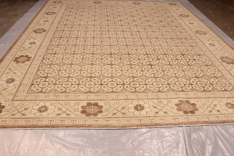 Pishavar Beige Hand Knotted 92 X 1110 Area Rug 301-135871 Image 2