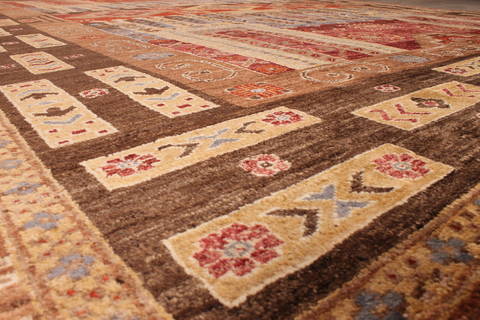 Pishavar Multicolor Hand Knotted 90 X 120 Area Rug 301-135877 Image 5