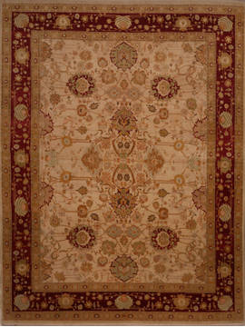 Pishavar Beige Hand Knotted 9'1" X 12'8"  Area Rug 301-135878