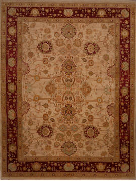 Pishavar Beige Hand Knotted 9'1" X 12'8"  Area Rug 301-135878