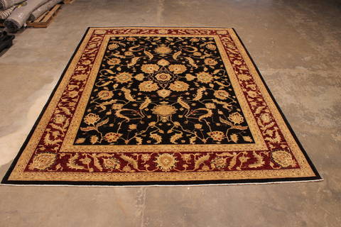 Pishavar Black Hand Knotted 93 X 121 Area Rug 301-135879 Image 2