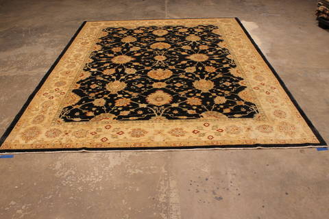 Pishavar Black Hand Knotted 93 X 118 Area Rug 301-135885 Image 1