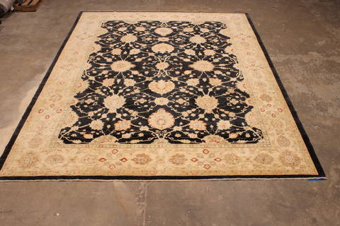 Pishavar Black Hand Knotted 93 X 118 Area Rug 301-135885 Image 2