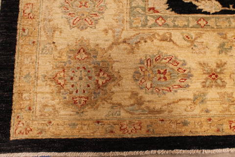 Pishavar Black Hand Knotted 93 X 118 Area Rug 301-135885 Image 3