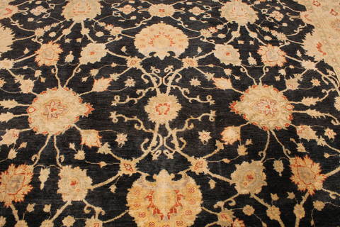 Pishavar Black Hand Knotted 93 X 118 Area Rug 301-135885 Image 4