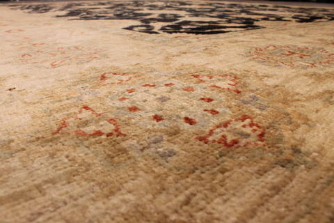 Pishavar Black Hand Knotted 93 X 118 Area Rug 301-135885 Image 7