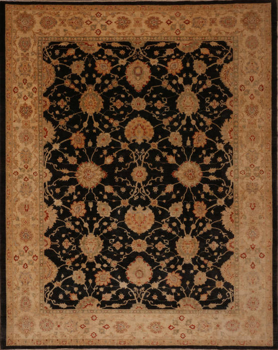 Pishavar Black Hand Knotted 93 X 118 Area Rug 301-135885 Image 0