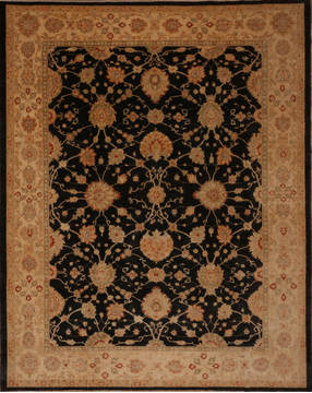 Pishavar Black Hand Knotted 9'3" X 11'8"  Area Rug 301-135885