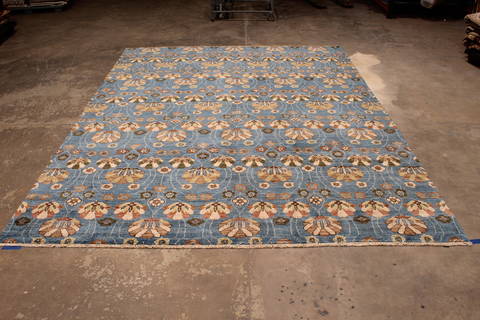 Pishavar Blue Hand Knotted 811 X 1111 Area Rug 301-135888 Image 1