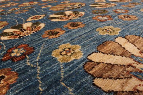 Pishavar Blue Hand Knotted 811 X 1111 Area Rug 301-135888 Image 3