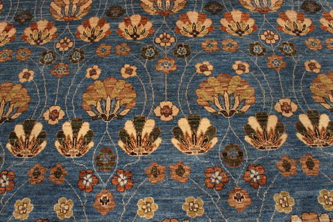 Pishavar Blue Hand Knotted 811 X 1111 Area Rug 301-135888 Image 4