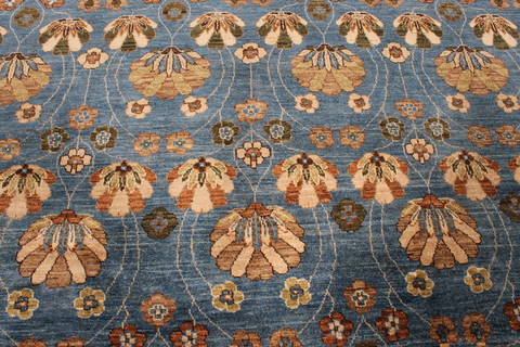 Pishavar Blue Hand Knotted 811 X 1111 Area Rug 301-135888 Image 5