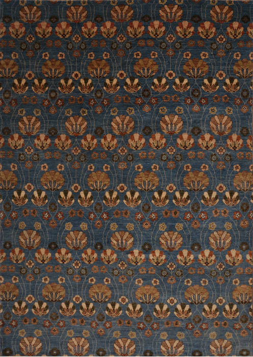 Pishavar Blue Hand Knotted 811 X 1111 Area Rug 301-135888 Image 0