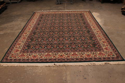Pishavar Green Hand Knotted 92 X 123 Area Rug 301-135891 Image 1
