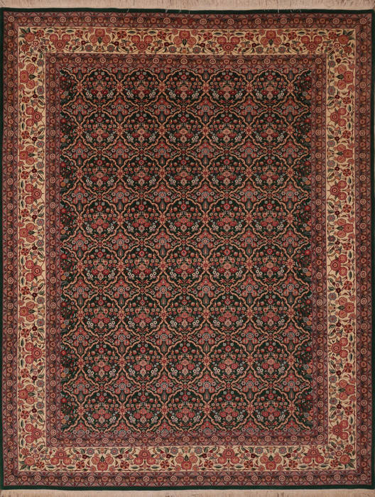 Pishavar Green Hand Knotted 92 X 123 Area Rug 301-135891 Image 0