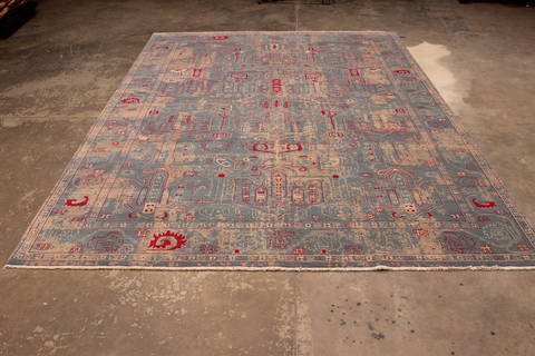 Pishavar Blue Hand Knotted 810 X 123 Area Rug 301-135893 Image 1