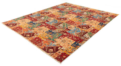 Chobi Multicolor Hand Knotted 82 X 99 Area Rug 700-135896 Image 2