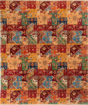 Afghan Chobi Multicolor Rectangle 8x10 ft Wool Carpet 135896