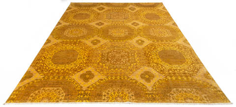 Chobi Yellow Hand Knotted 81 X 103 Area Rug 700-135899 Image 1