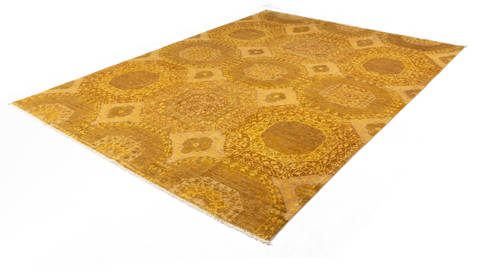 Chobi Yellow Hand Knotted 81 X 103 Area Rug 700-135899 Image 2