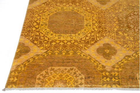 Chobi Yellow Hand Knotted 81 X 103 Area Rug 700-135899 Image 4